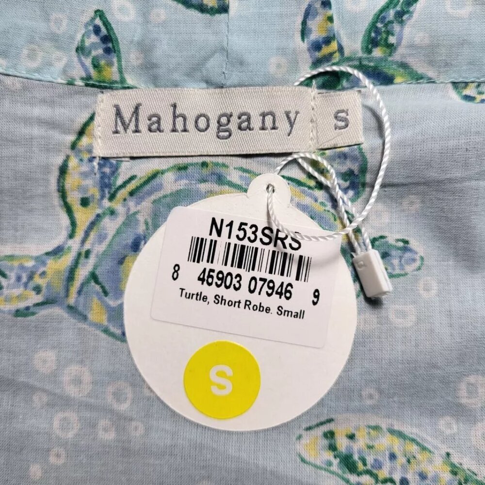 Mahogany Turtle Print Cotton Robe Size S Light Green Kimono Dressing Gown - Picture 7 of 11